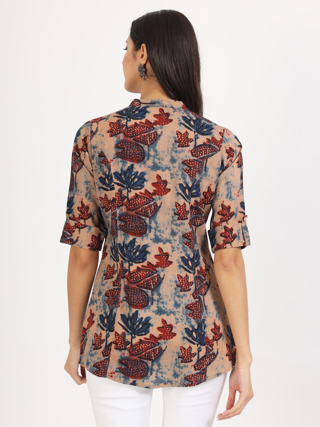 Noe Velarro Beige Multi Floral Printed Rayon Top