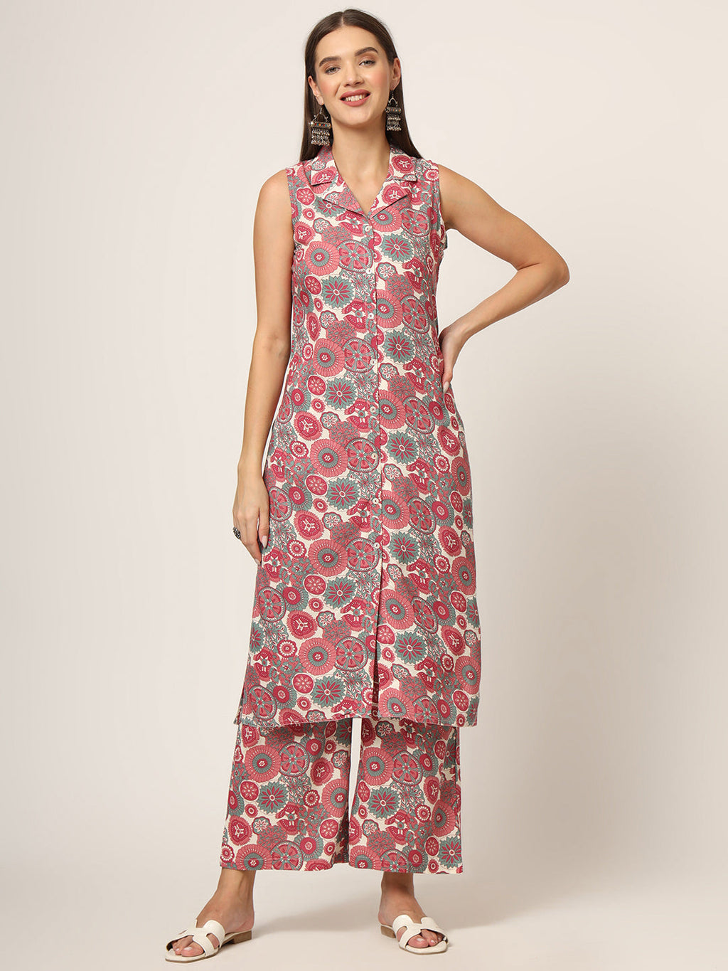 Noe Velarro Maroon Printed Rayon Fabric Straight Kurta