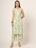 Noe Velarro Cream Printed Rayon Fabric Straight Kurta