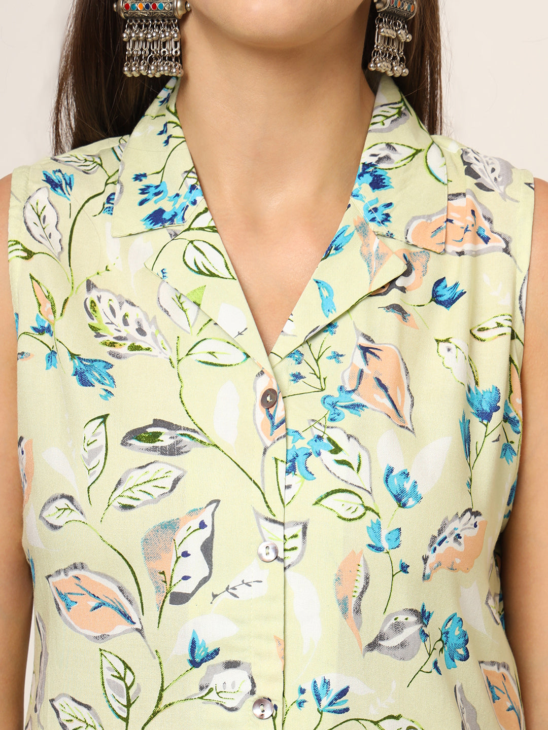 Noe Velarro Cream Printed Rayon Fabric Straight Kurta