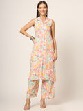 Noe Velarro Pink Printed Rayon Fabric Straight Kurta