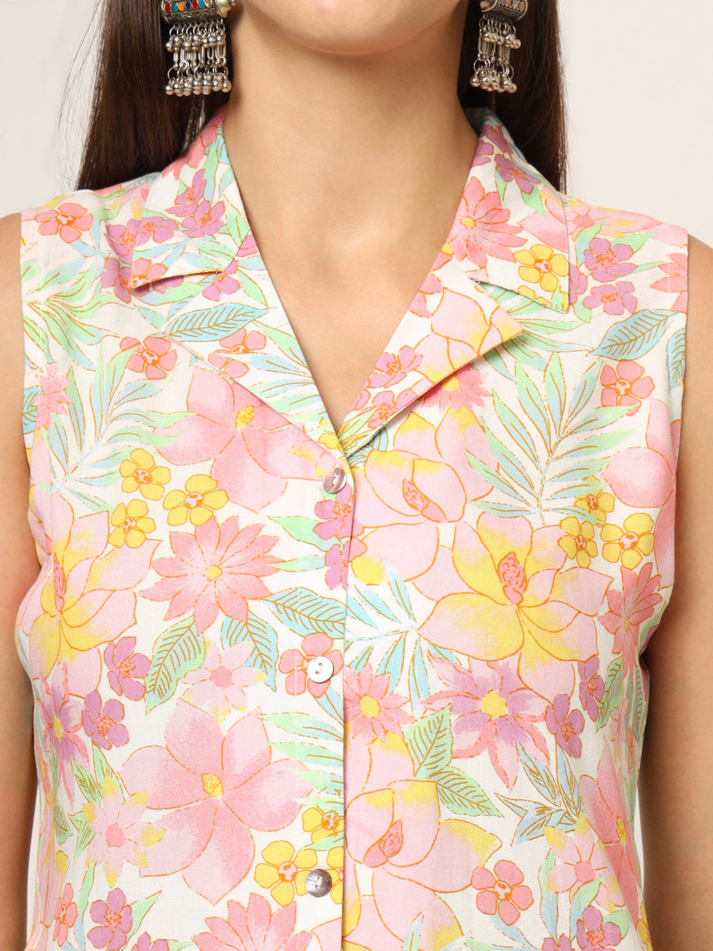 Noe Velarro Pink Printed Rayon Fabric Straight Kurta