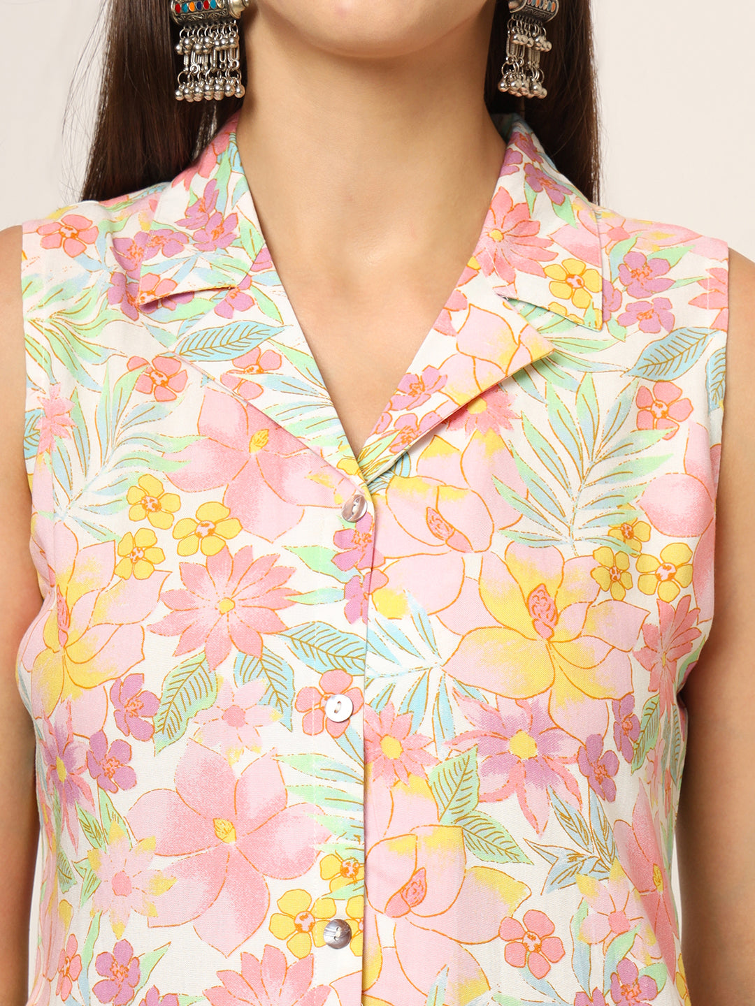 Noe Velarro Pink Printed Rayon Fabric Straight Kurta