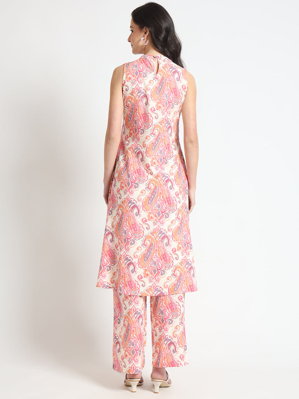 Noe Velarro Cream Floral Print Rayon Fabric Co-ord set