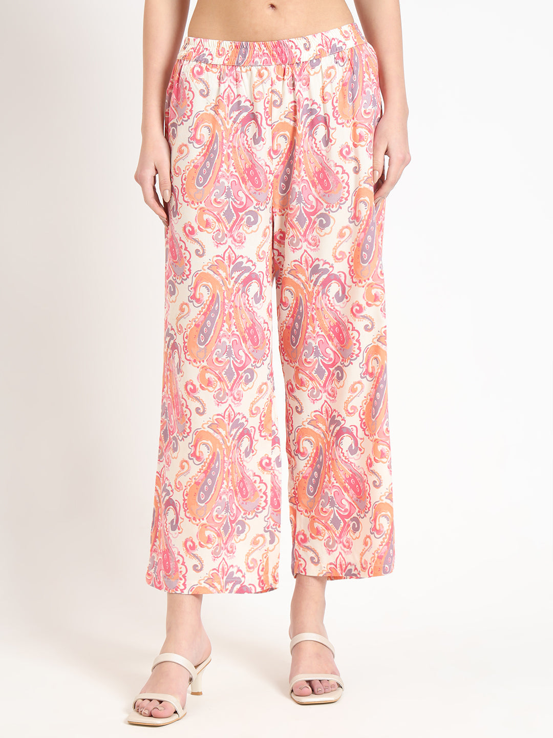 Noe Velarro Cream Floral Print Rayon Fabric Co-ord set