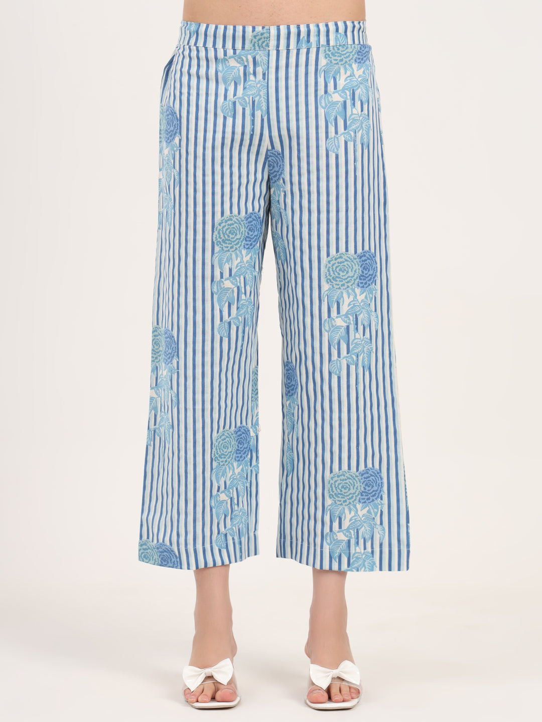 Noe Velarro Blue Floral Printed Cotton Kurta Set