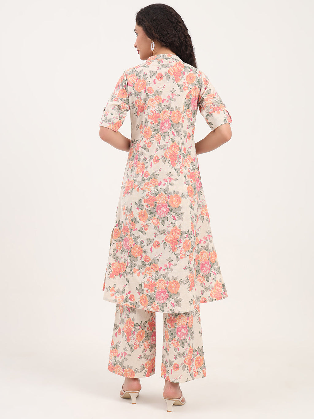 Noe Velarro Cream Floral Printed Cotton Kurta Sets
