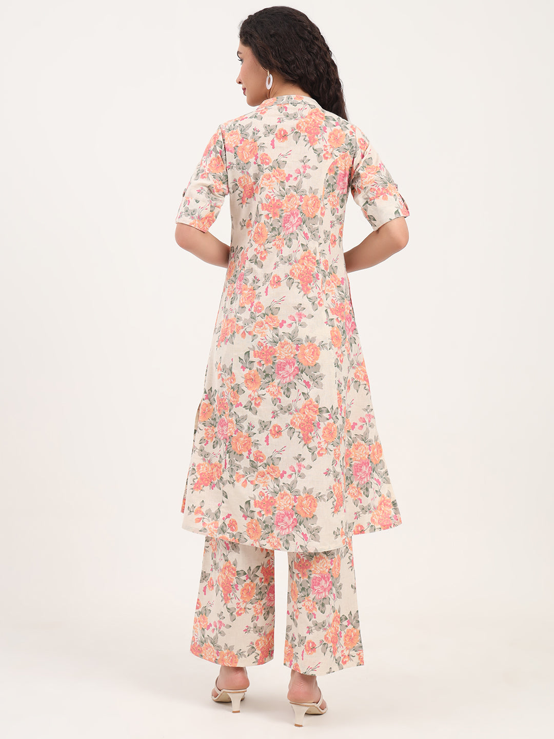 Noe Velarro Cream Floral Printed Cotton Kurta Sets