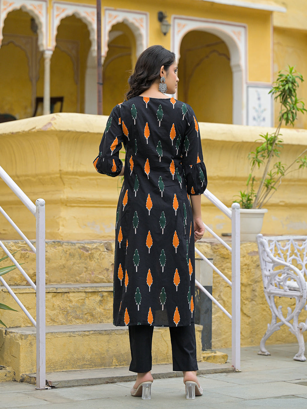 Noe Velarro Black Cotton Embroidery Kurta Pant Set with Dupatta