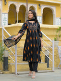 Noe Velarro Black Cotton Embroidery Kurta Pant Set with Dupatta