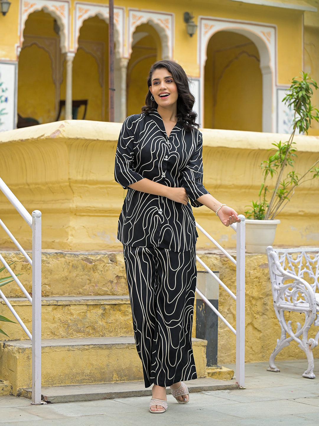 Noe Velarro Crystal Black Printed Co-ords Sets