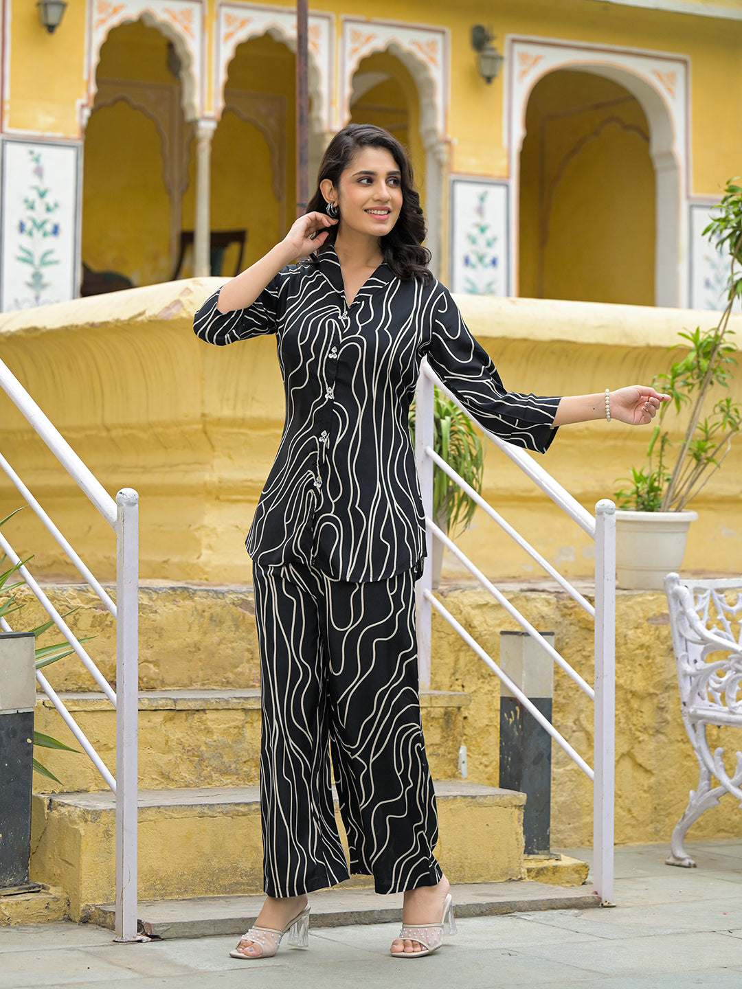 Noe Velarro Crystal Black Printed Co-ords Sets