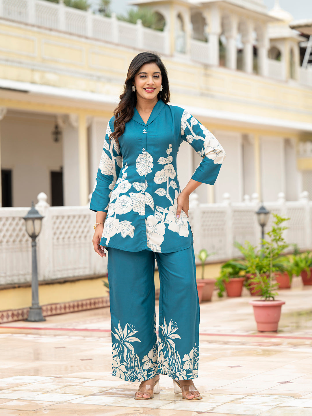 Noe Velarro Teal Muslin Co-ords sets