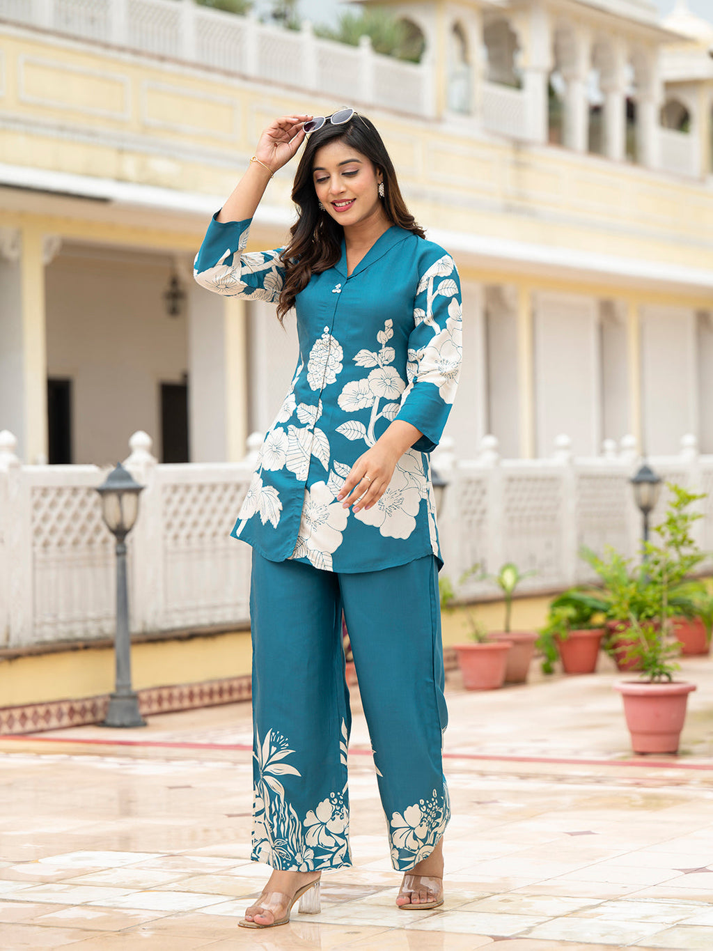 Noe Velarro Teal Muslin Co-ords sets