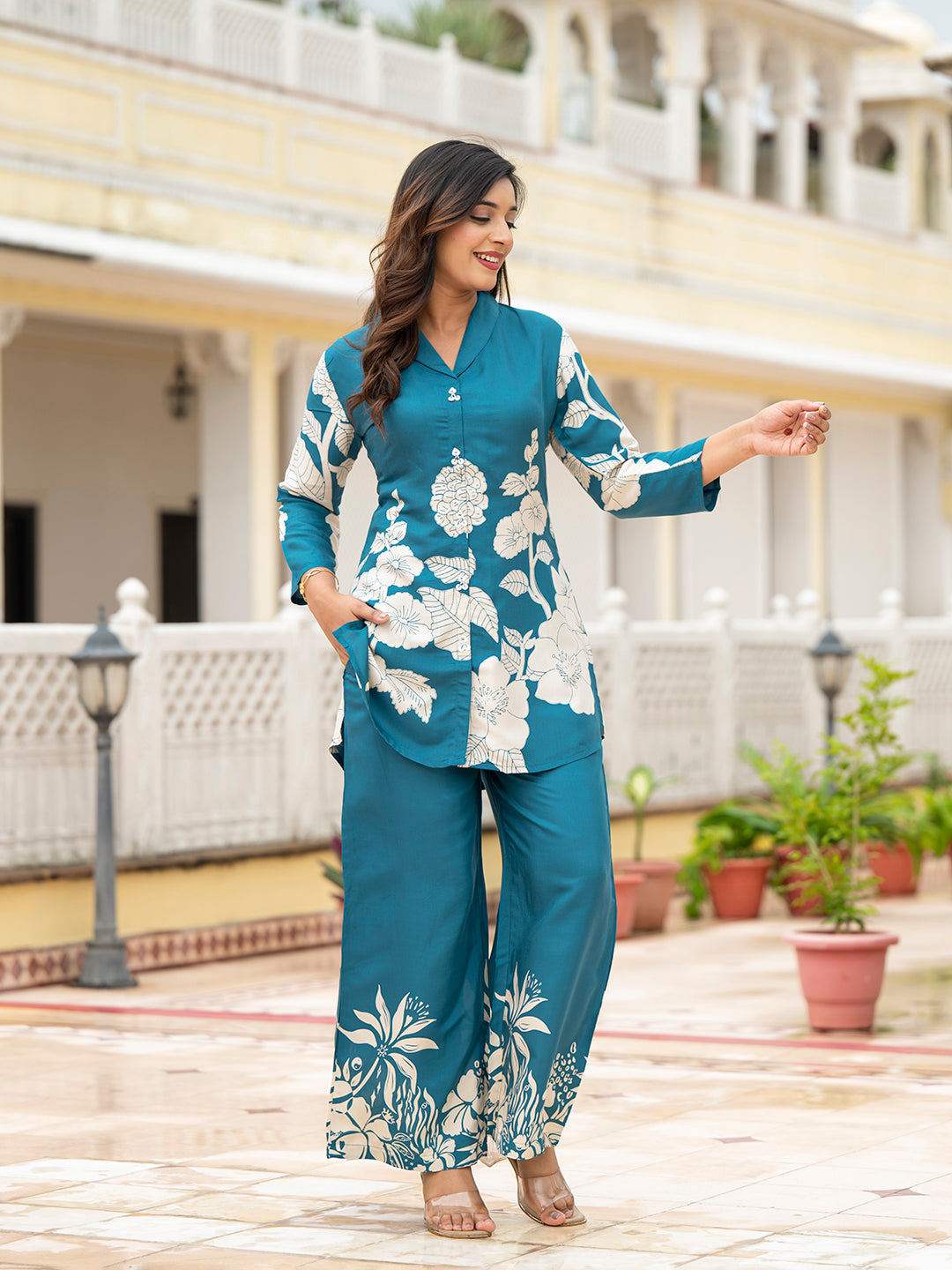 Noe Velarro Teal Muslin Co-ords sets
