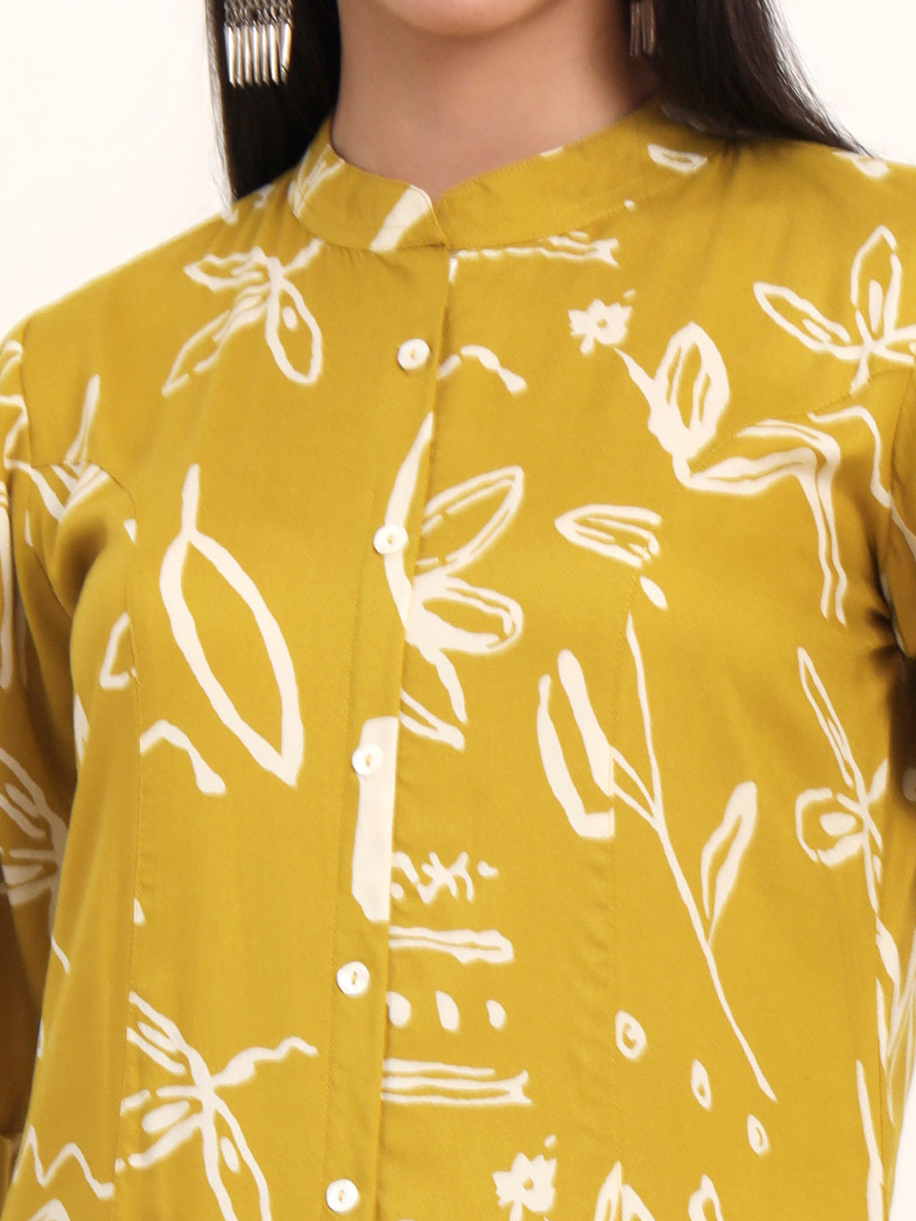 Noe Velarro Mustard Abstract Rayon A-Line Kurta
