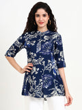 Noe Velarro Blue Printed Rayon Top