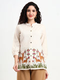Noe Velarro Off White Embroidered Cotton Top