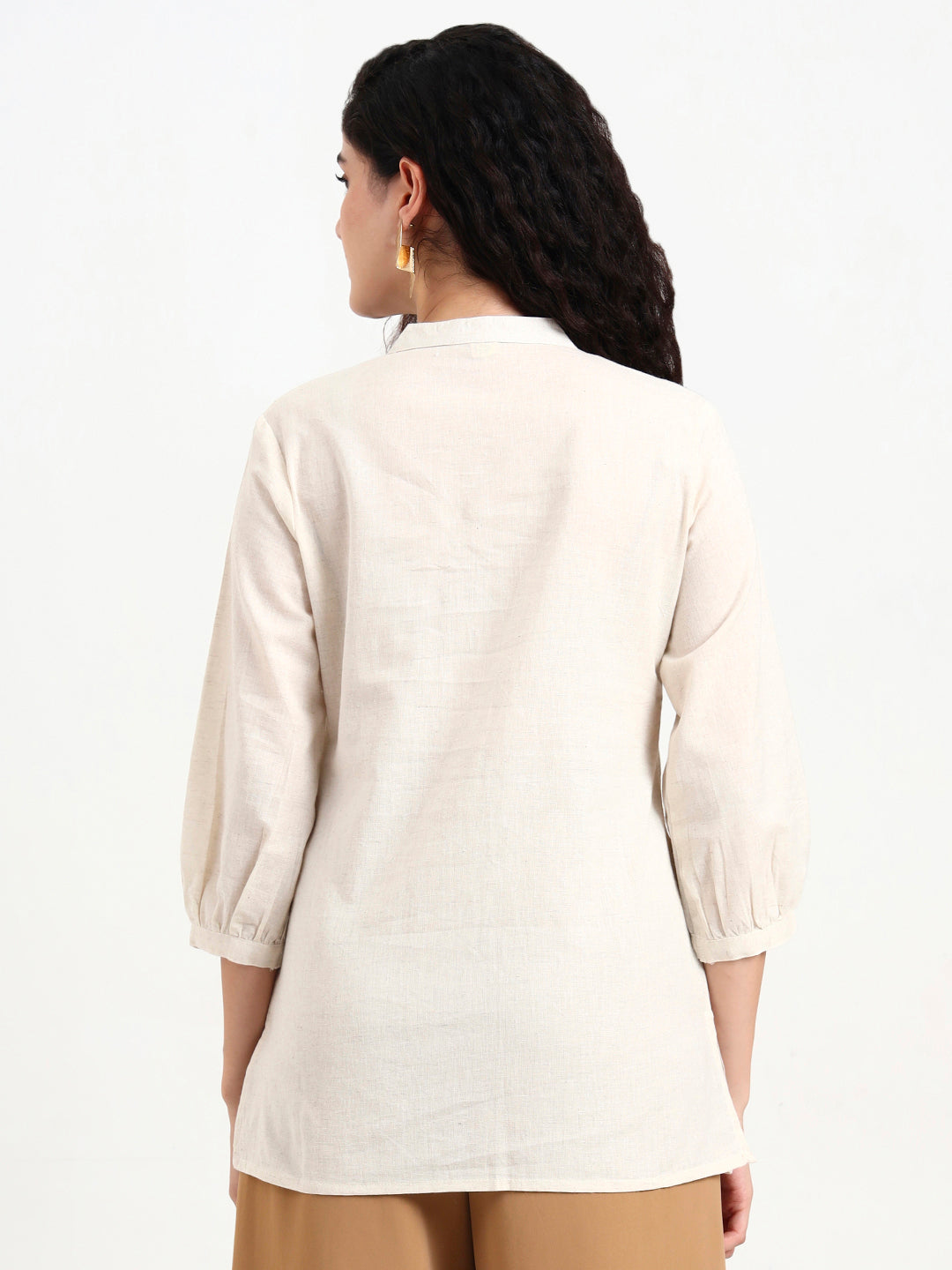 Noe Velarro Off White Embroidered Cotton Top