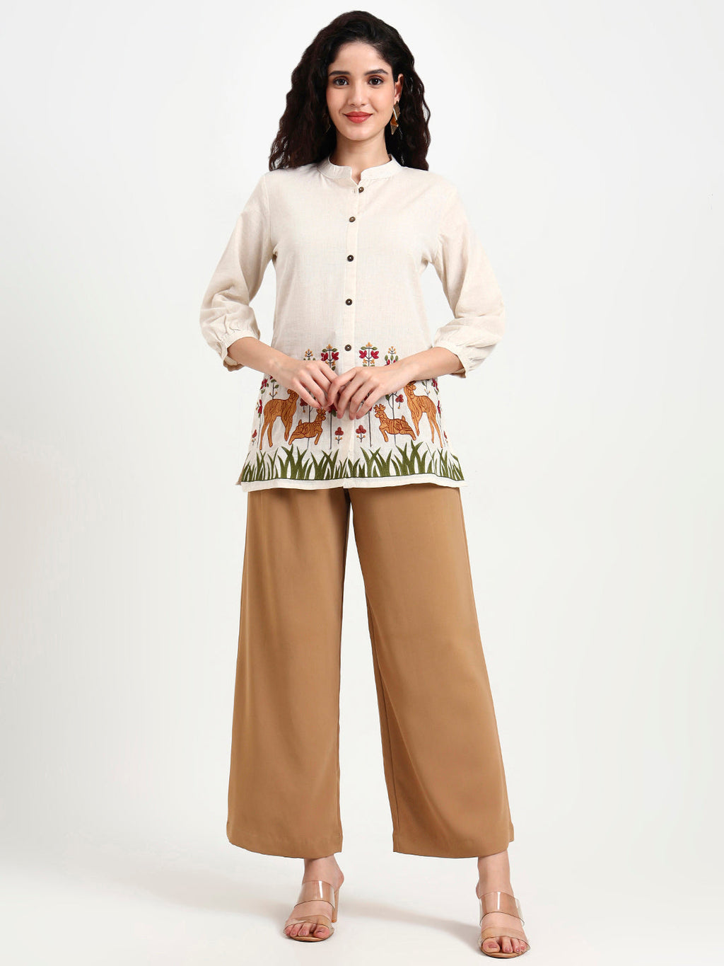 Noe Velarro Off White Embroidered Cotton Top