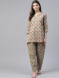 Divena Green Printed Loungewear /Nightwear - divena world