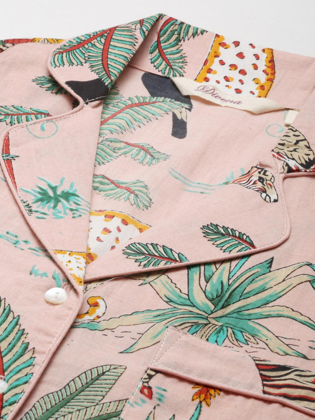 Divena Pink Cotton Floral Print Night Suit - divena world