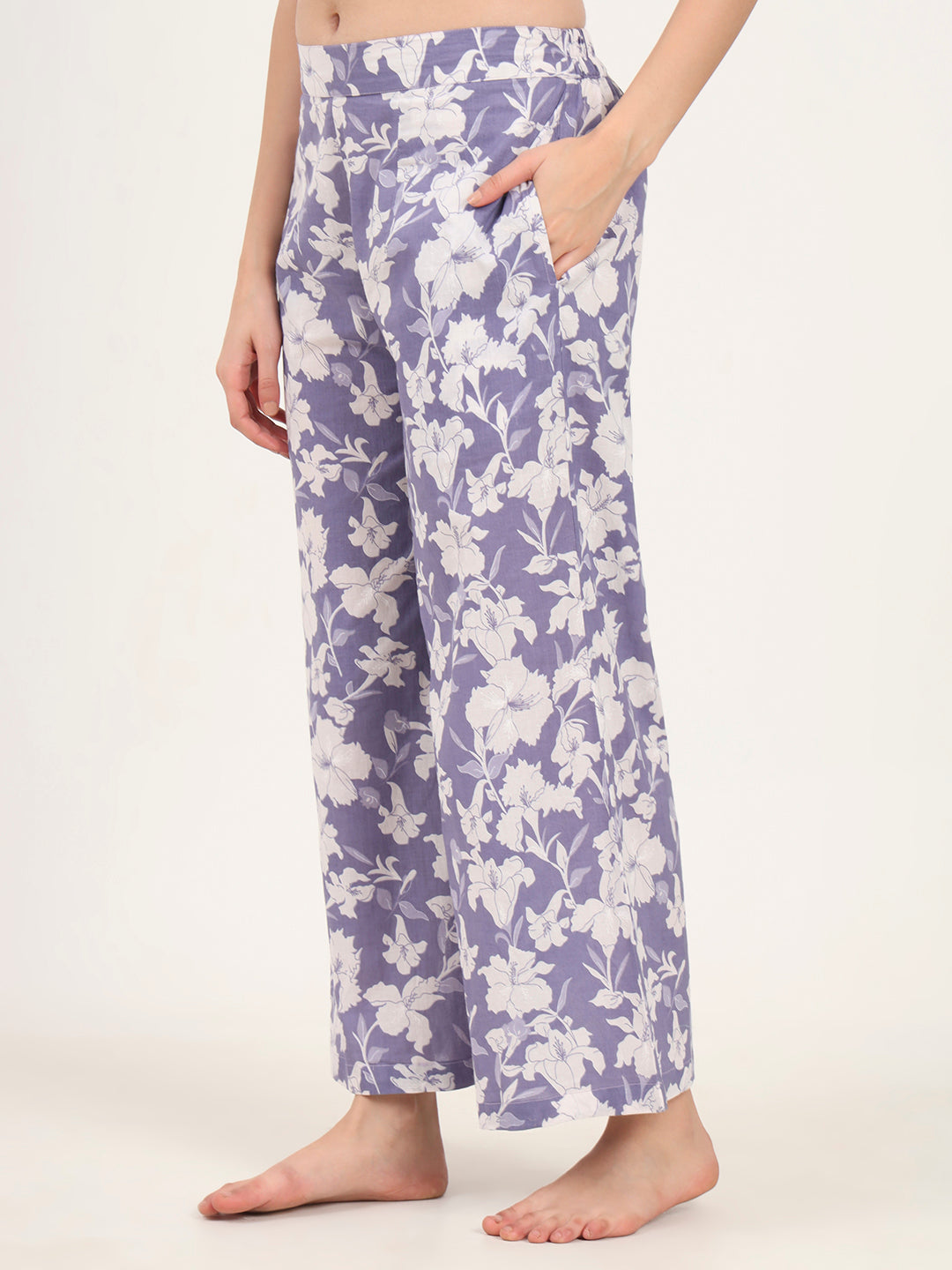 Noe Velarro Blue Cotton Night Suit with a Collared Shirt