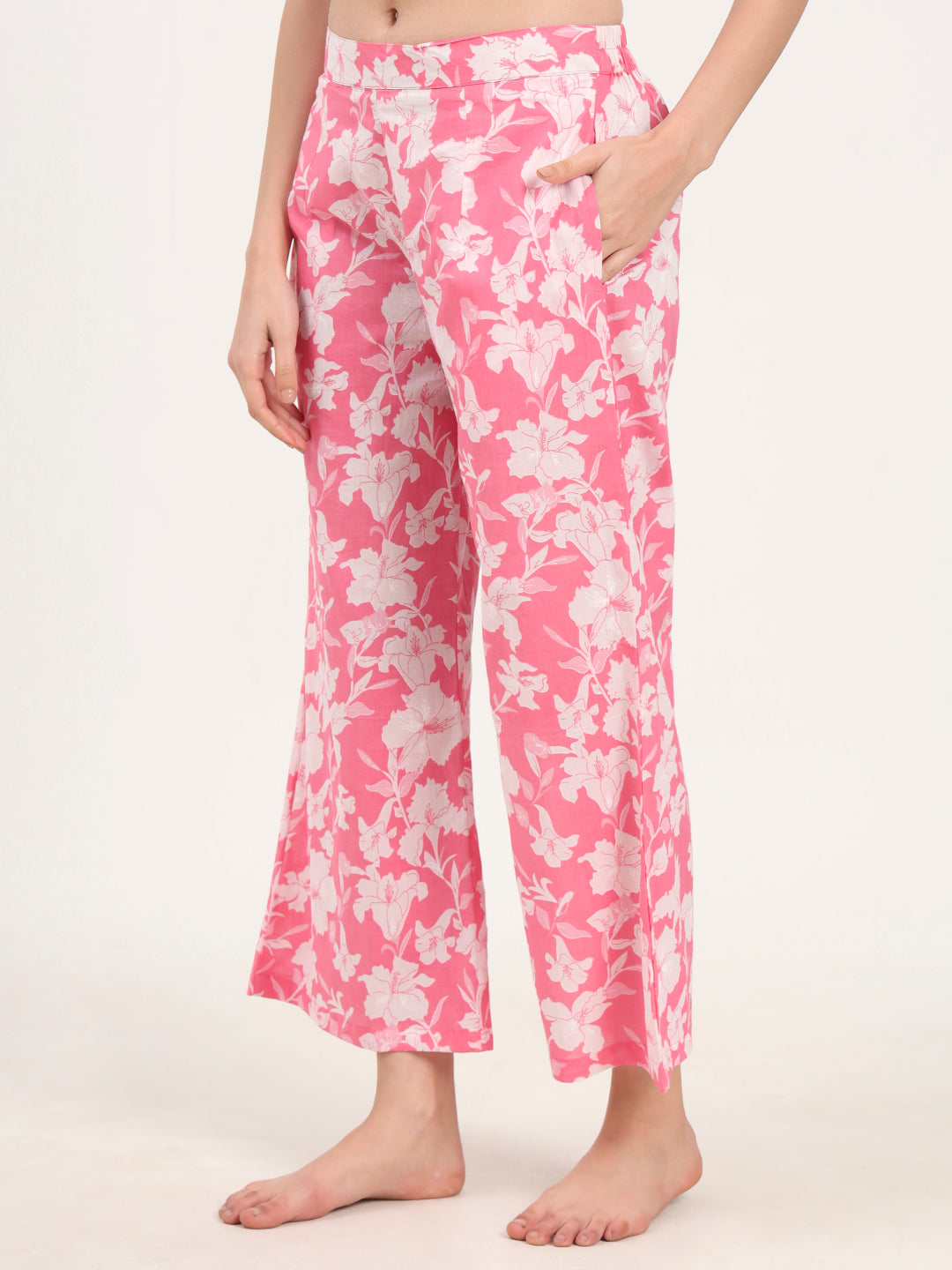 Noe Velarro Pink Shirt Coller Cotton Night Suits