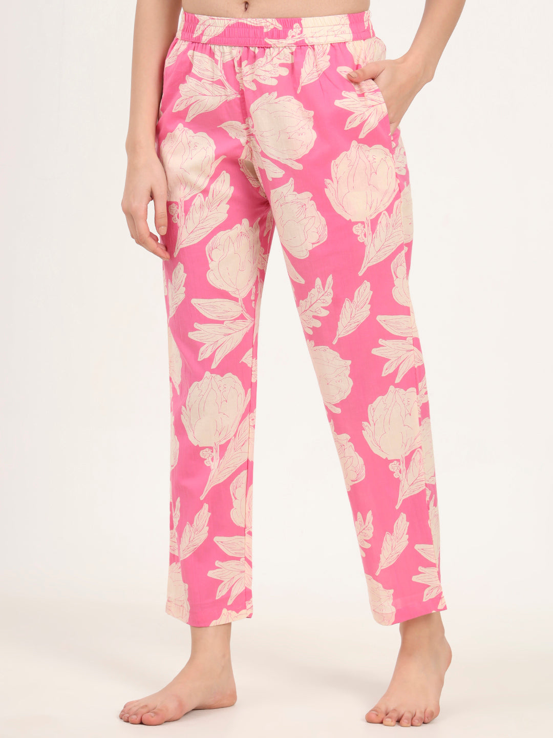 Noe Velarro Pink Round Neck Cotton Night Suits