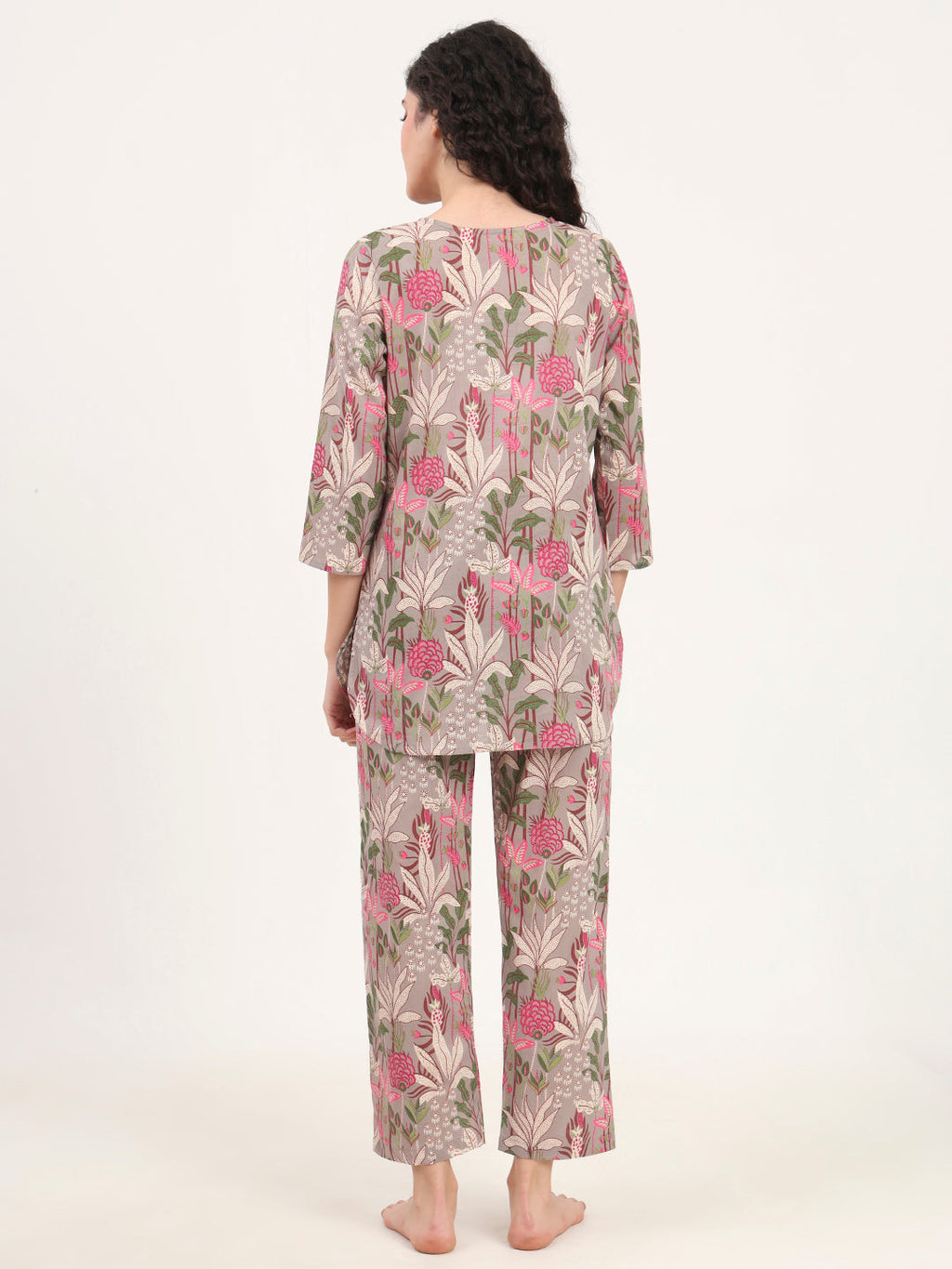 Noe Velarro Gray Round Neck Cotton Night Suit