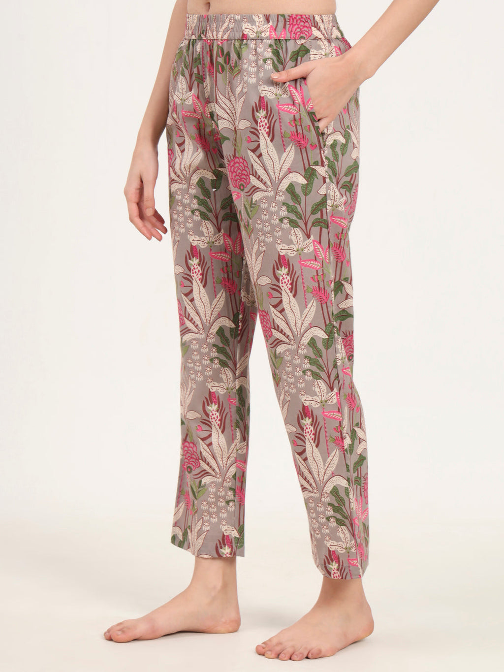 Noe Velarro Gray Round Neck Cotton Night Suit