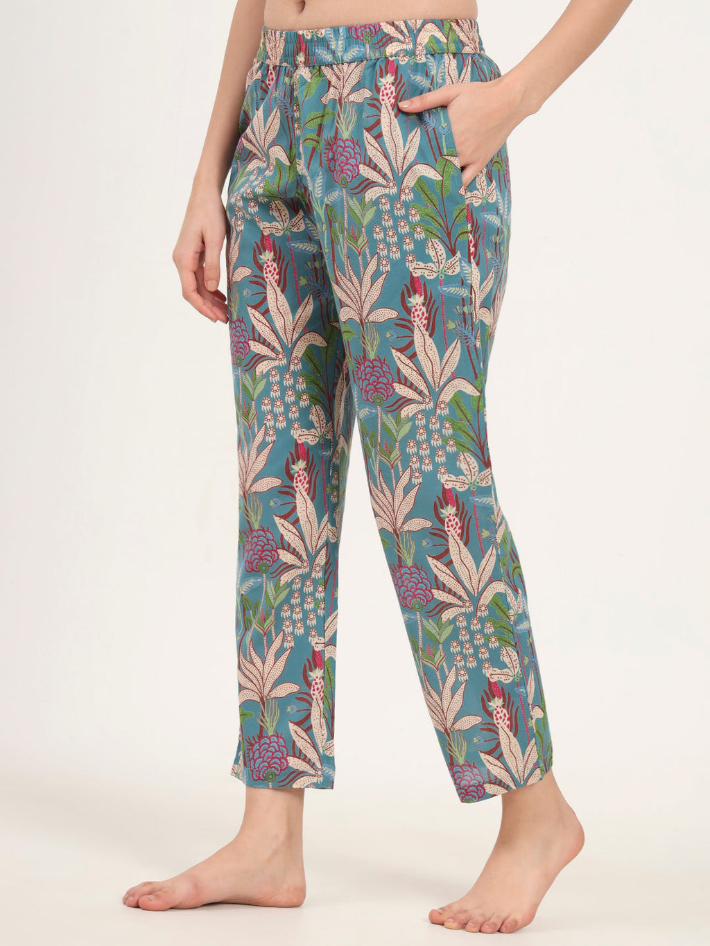 Noe Velarro Teal Green Round Neck Cotton Night Suit