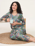 Noe Velarro Teal Green Round Neck Cotton Night Suit
