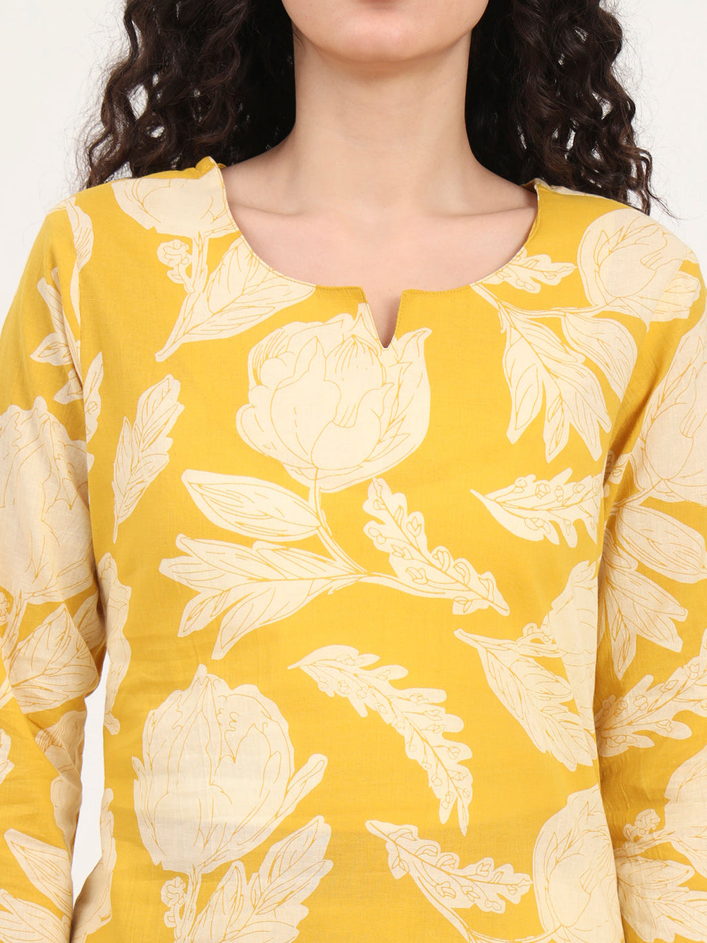 Noe Velarro Yellow Round Neck Cotton Night Suit
