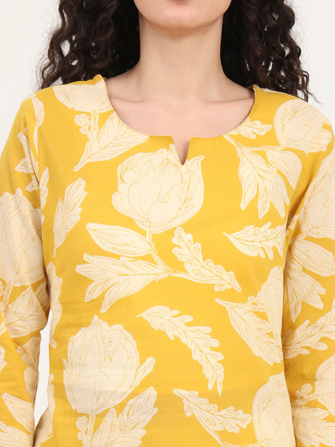 Noe Velarro Yellow Round Neck Cotton Night Suit