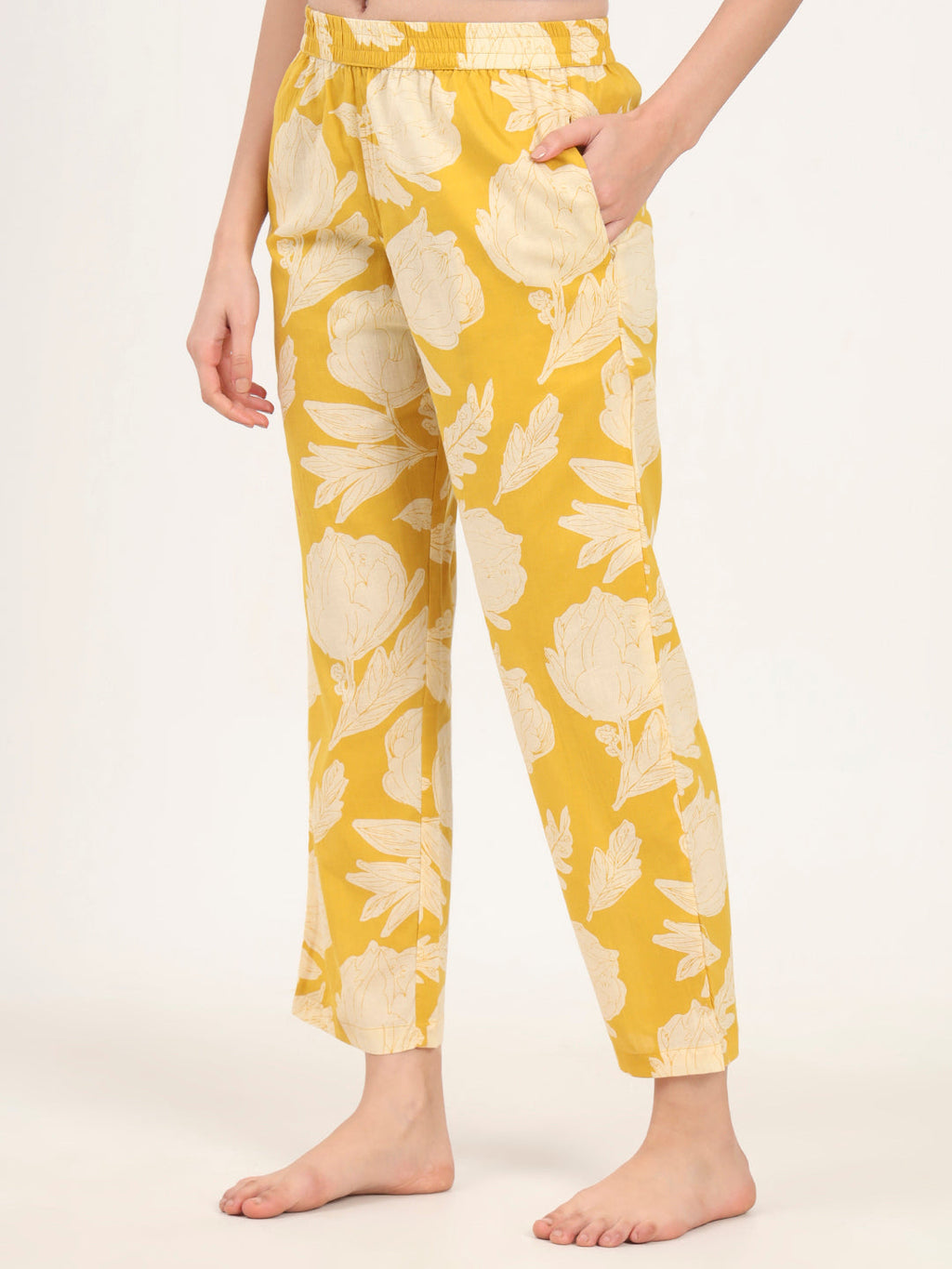 Noe Velarro Yellow Round Neck Cotton Night Suit