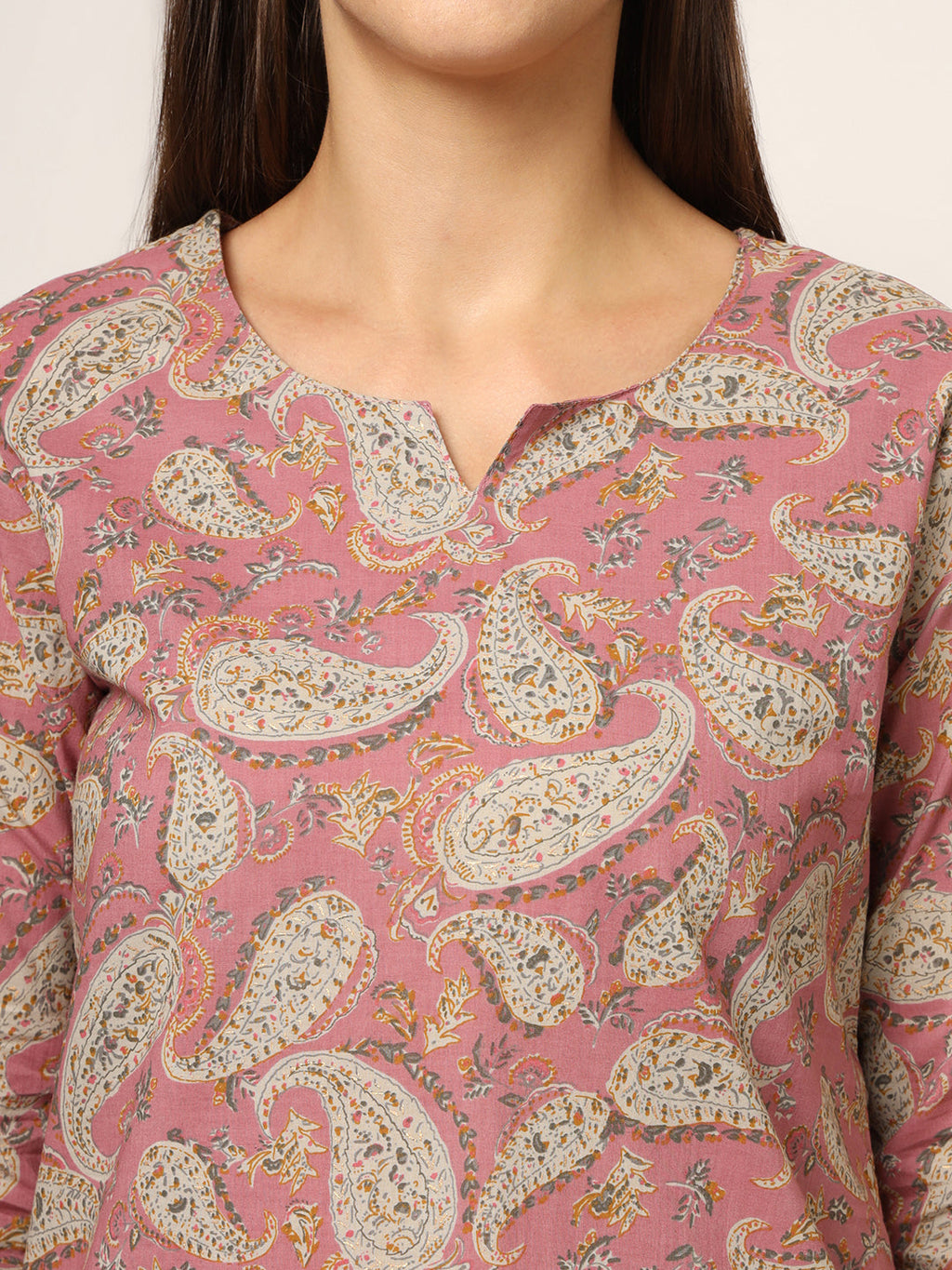 Noe Velarro Pink Floral Print Cotton Regular Fit Night Suit