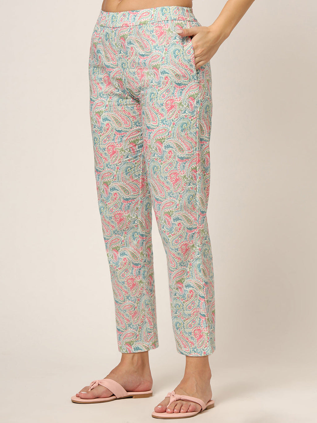Noe Velarro Blue Multi Floral Print Cotton Regular Fit Night Suit