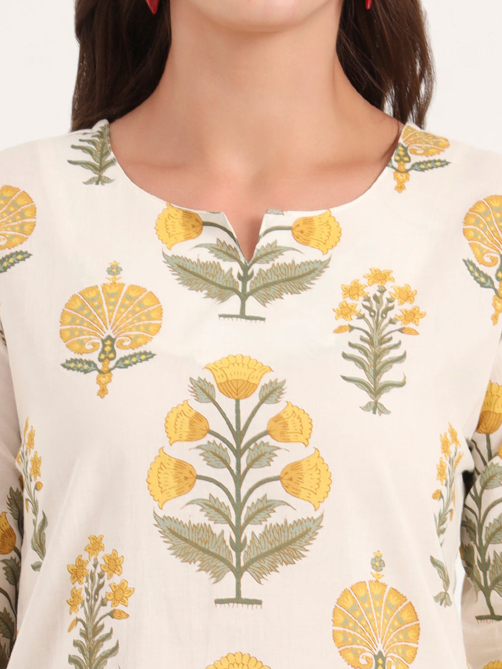 Noe Velarro Cream Printed Cotton Night Suit Sets
