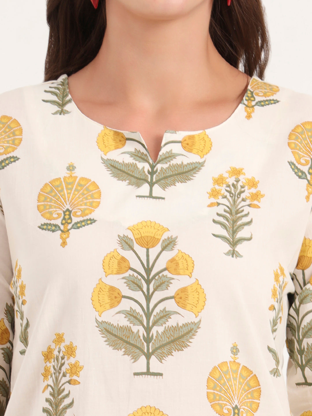 Noe Velarro Cream Printed Cotton Night Suit Sets