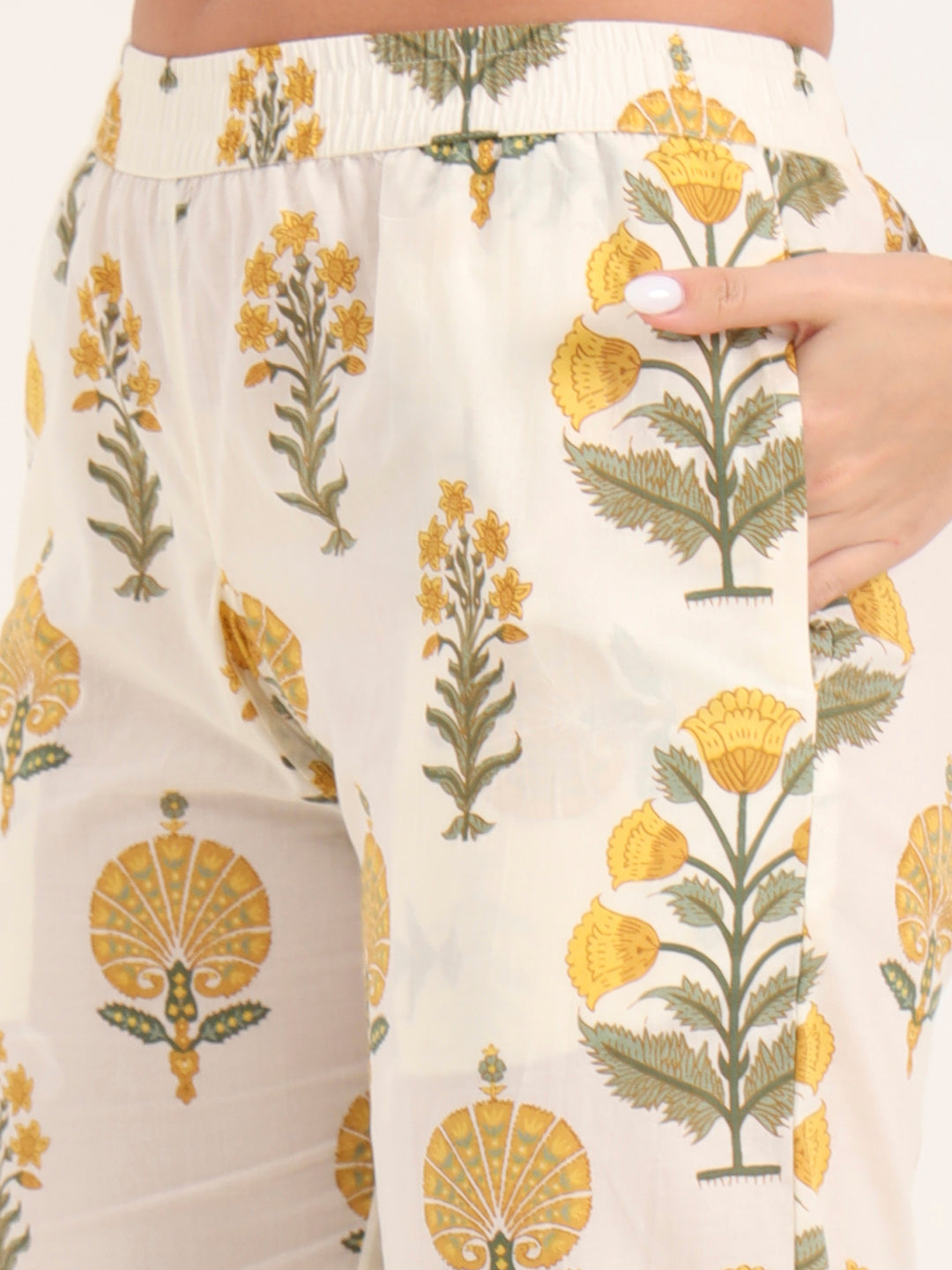 Noe Velarro Cream Printed Cotton Night Suit Sets