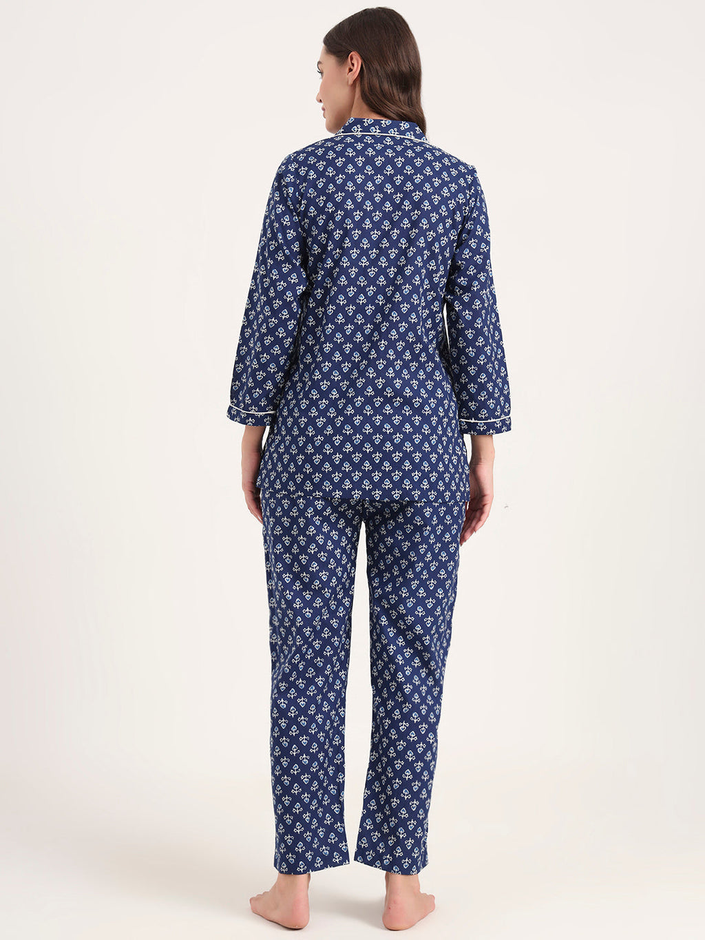Noe Velarro Blue Cotton Printed Night Suits
