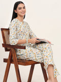 Noe Velarro Cream Cotton Printed Night Suit Set