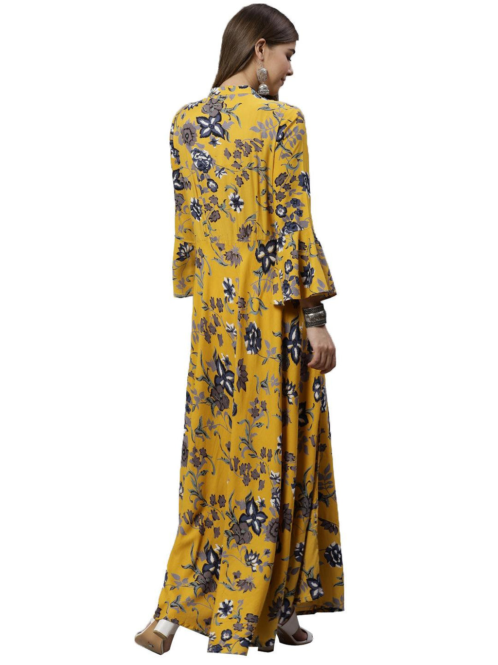 Divena Mustard Rayon Anarkali Kurta - divena world