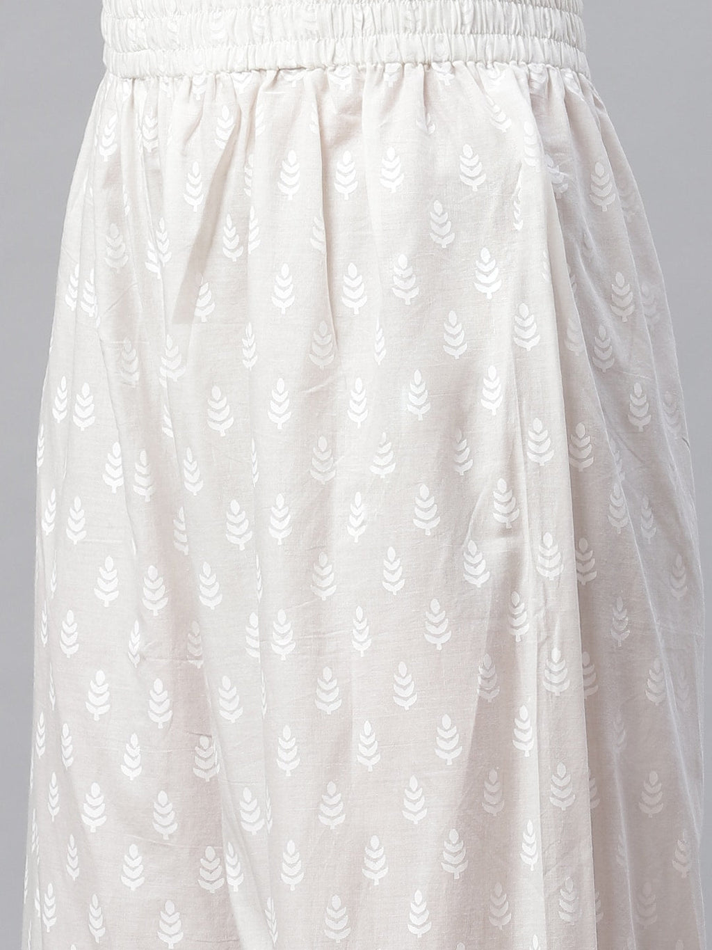 Noe Velarro White Khari Print Cotton Kurti With Palazzo Set