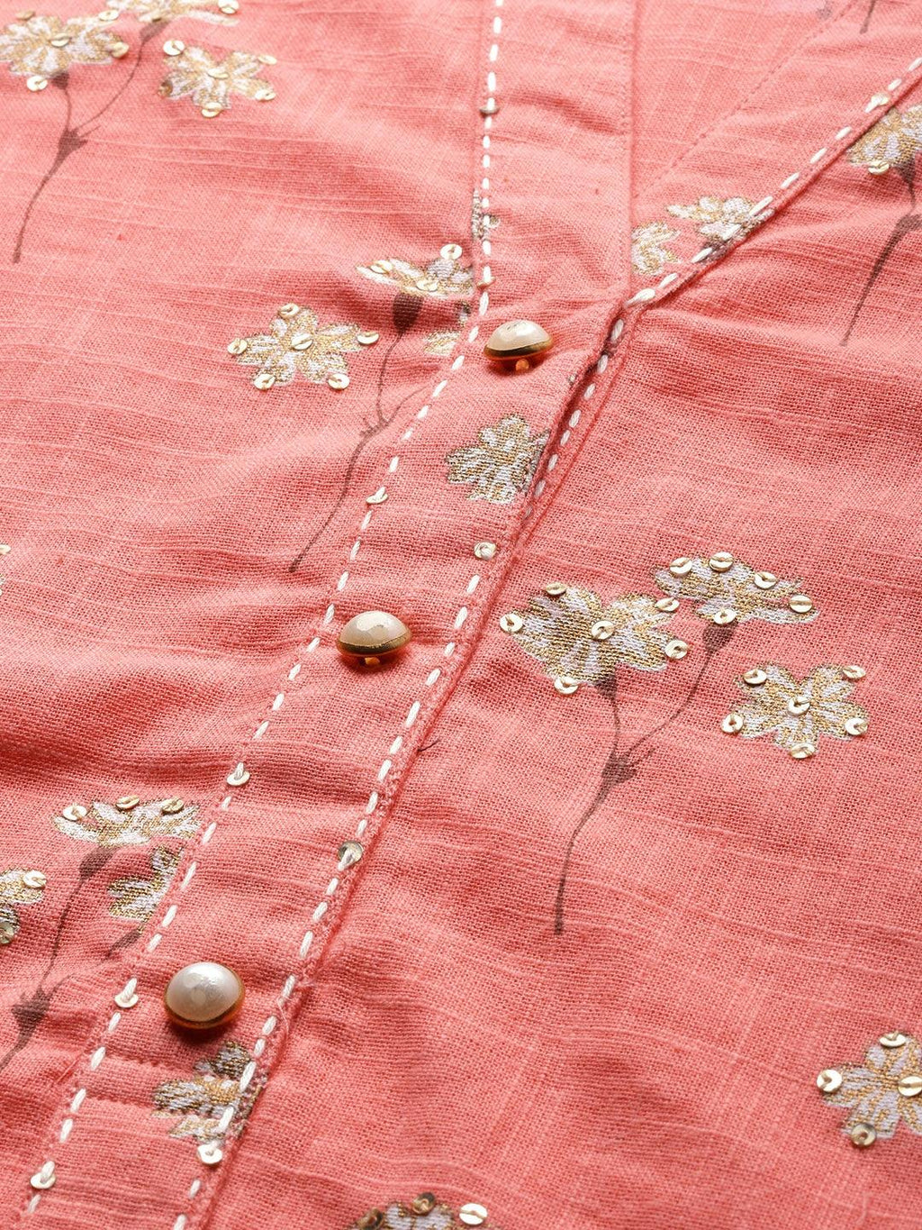 Divena Pink Flower Print Cotton Kurta Set - divena world