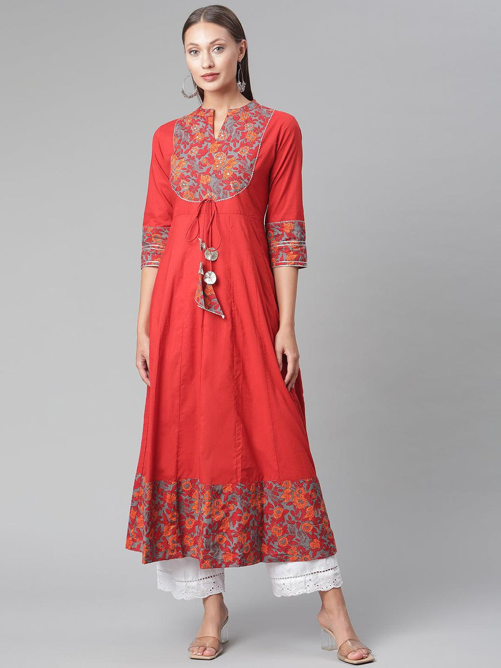 Divena Brick Red Anarkali kurta - divena world