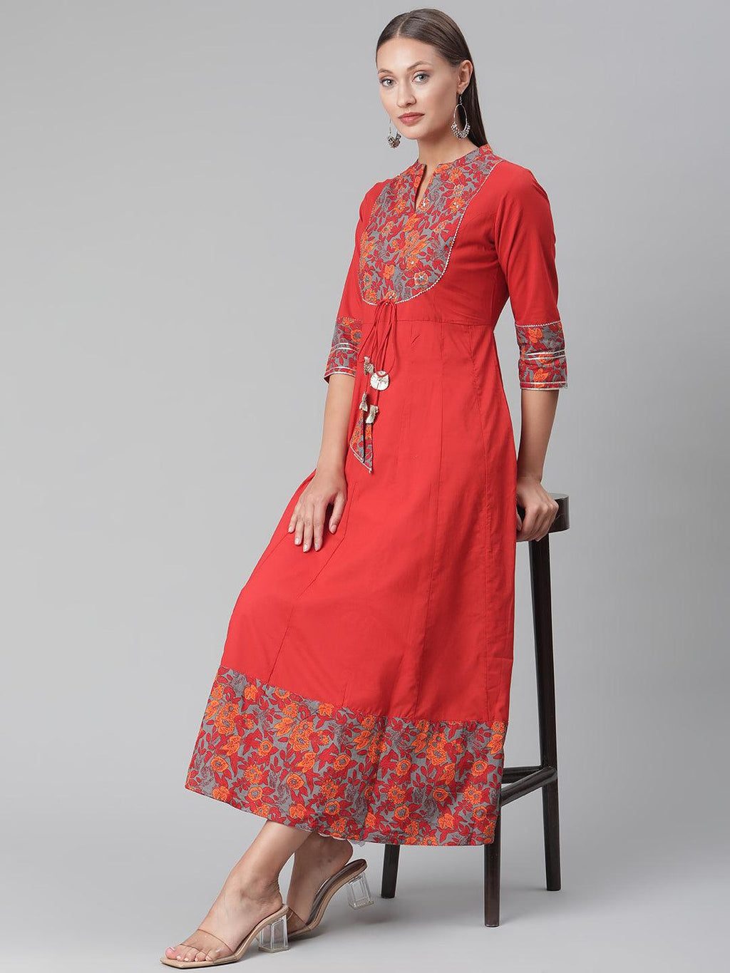 Divena Brick Red Anarkali kurta - divena world