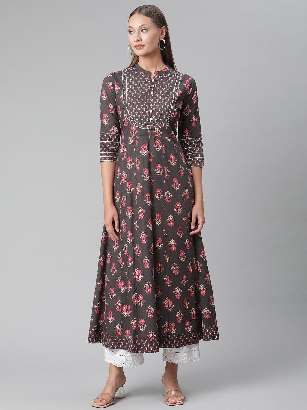 Divena Brownish Black Anarkali Kurta - divena world