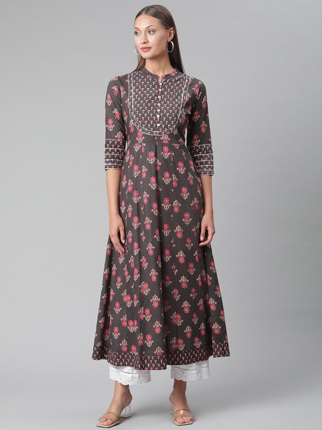 Divena Brownish Black Anarkali Kurta - divena world
